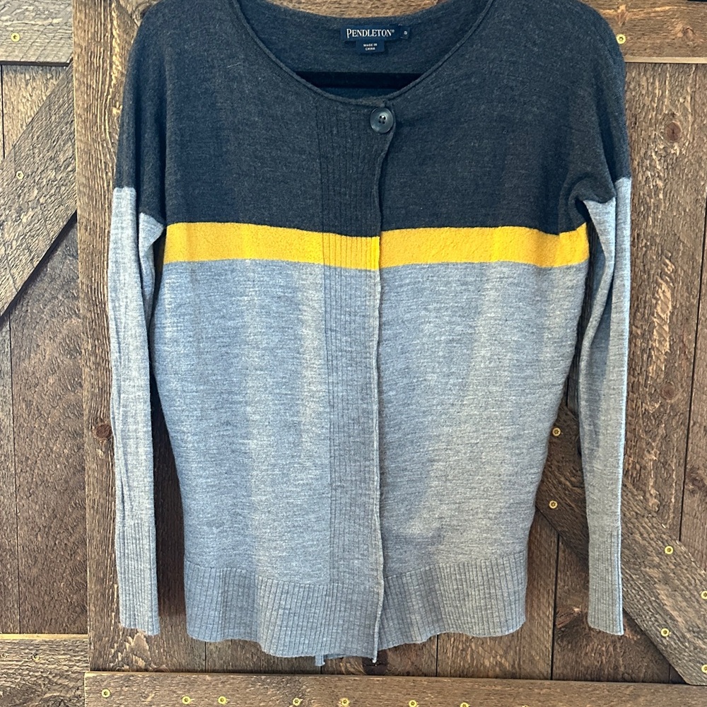 Pendleton Women's Two-Tone Cardigan - Charcoal and Mustard